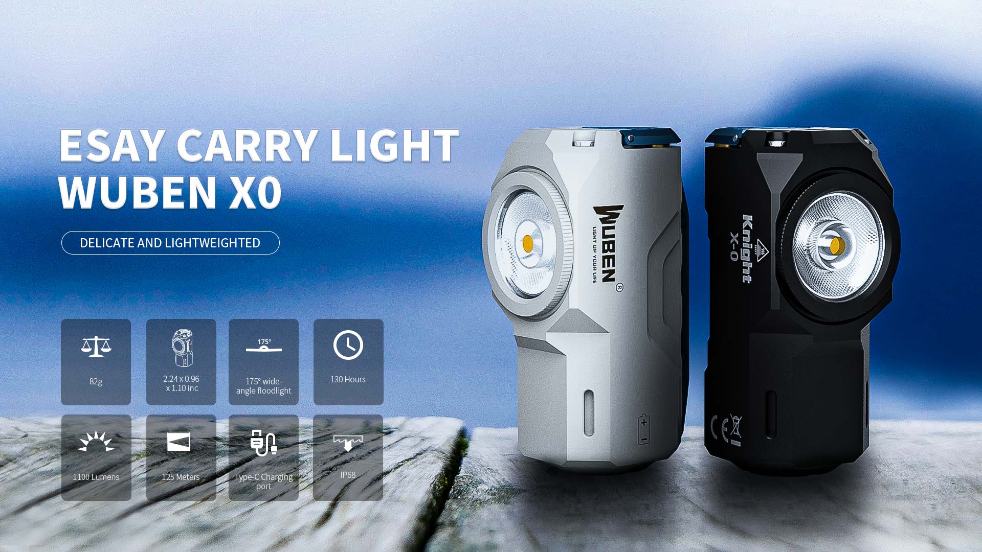 Wuben X0 Black 1100 Lumens Tactical Kechain Flashlight Aluminum Easy Carry Light Mini LED Torch