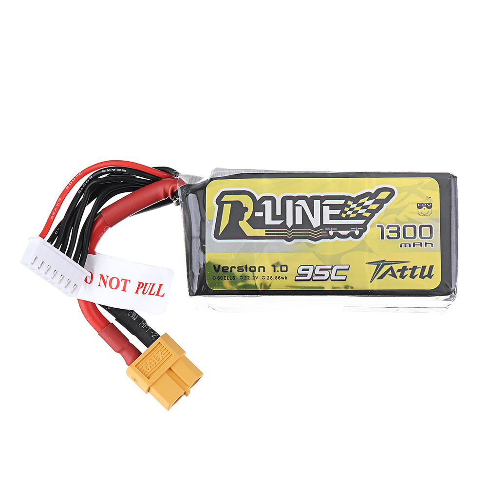 TATTU R-LINE 22,2V 1300mAh 95C 6S Lipo Batteri XT60 Plug for RC Racing Drone - Photo: 7