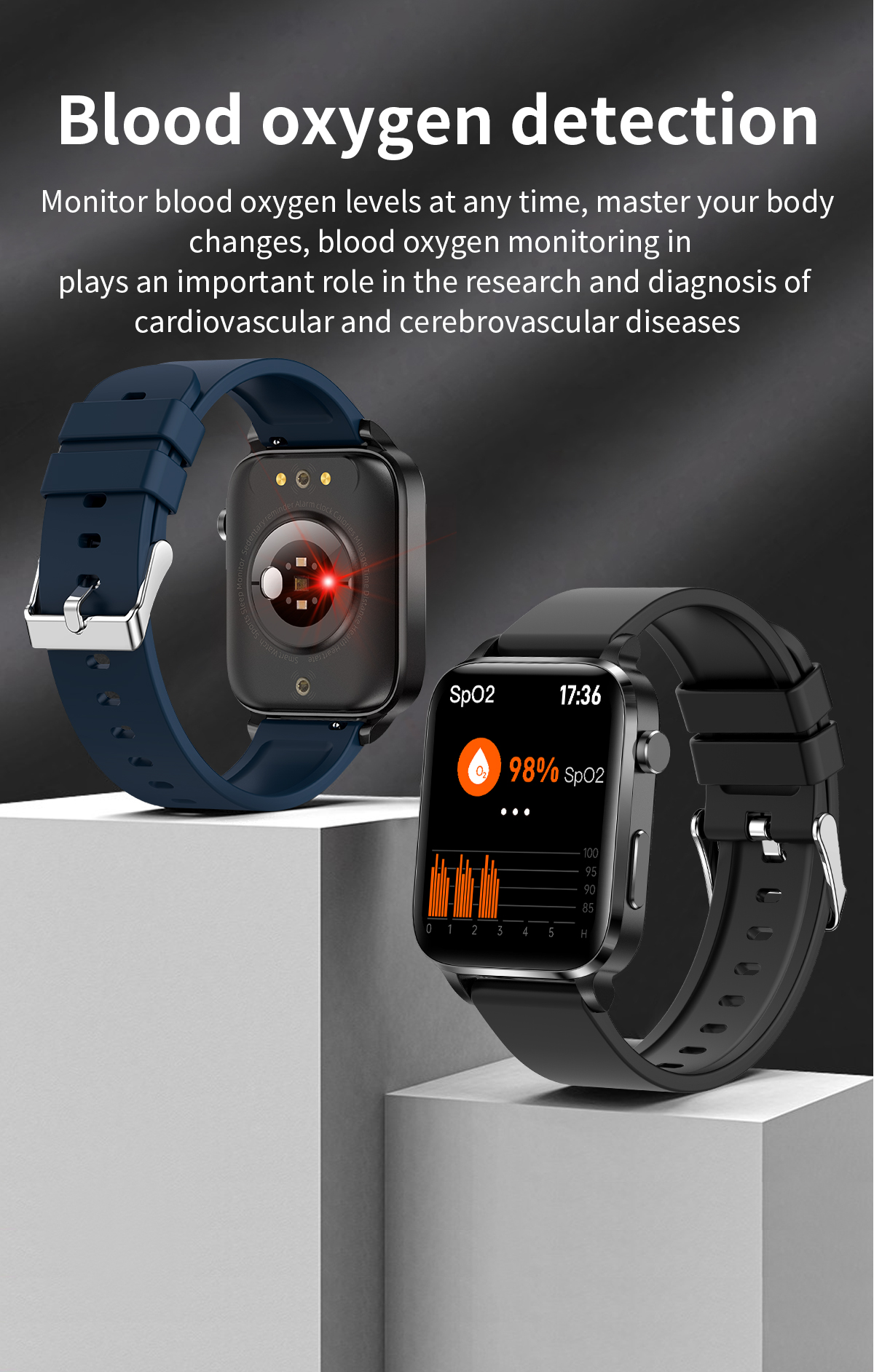 F100 1.7 inch HD Screen Dual Probe Laser Therapy Body Temperature Measurement Heart Rate Blood Pressure SpO2 Monitor Fitness Tracker Long Standby BT5.0 Smart Watch