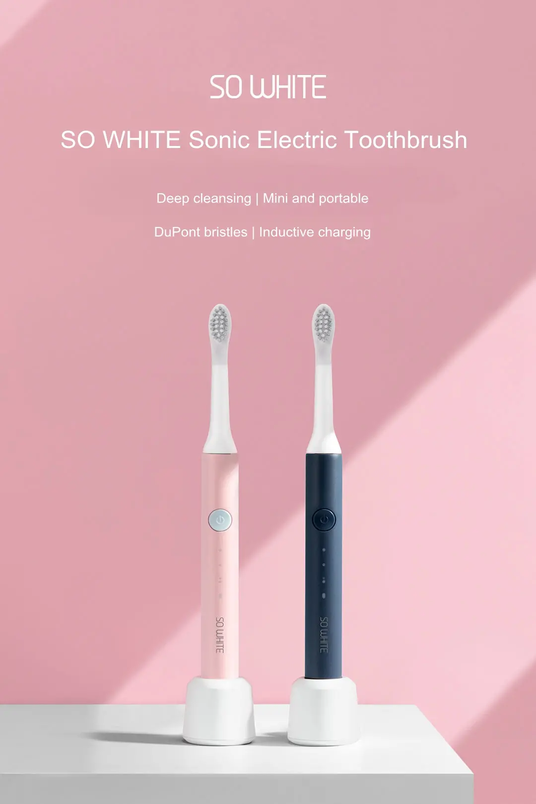 [2019NEW] XIAOMI Soocas SO WHITE Sonic Electric Toothbrush Wireless Induction Charging IPX7 Waterproof - Blue