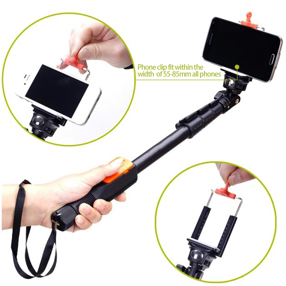 Yunteng 1288 Selfie Stick Handheld Monopod with Phone Holder and bluetooth Shutter for Camera Phone