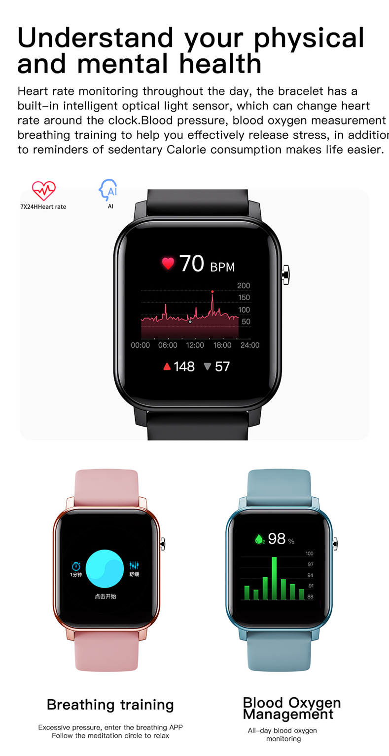 GOKOO SN87 Ultra-thin 1.4 inch Full Touch Screen Heart Rate Blood Pressure SpO2 Monitor 15 Sports Modes 30 Days Standby IP68 Waterproof Smart Watch