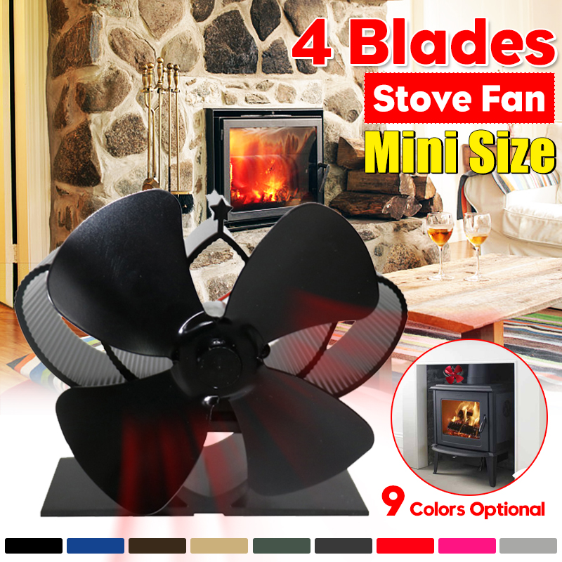 4-Blade Heat Powered Stove Fan Silent Quiet Anodizing Aluminum Fan