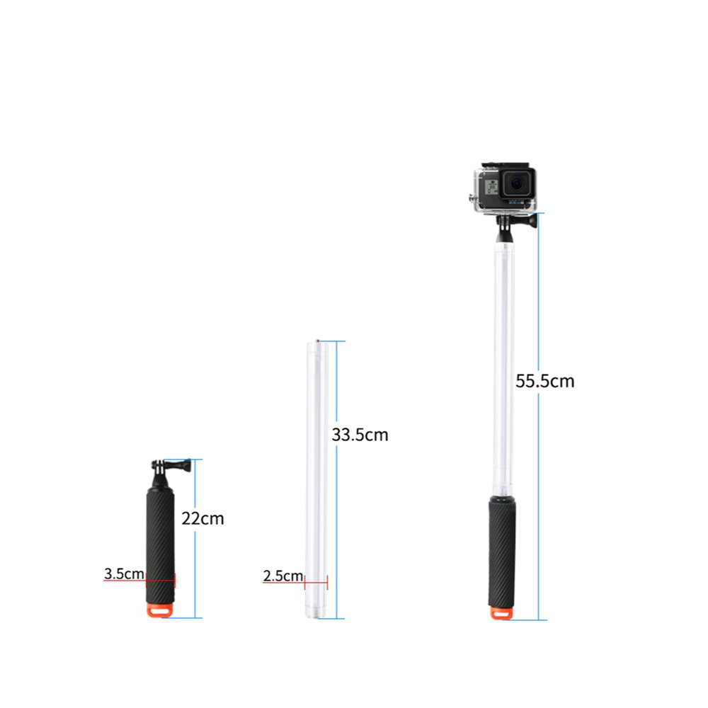 17" 55.5cm Waterproof Selfie Stick With Buoyant Rod For Gopro XiaoYi SJCAM FPV Action Camera - Photo: 5