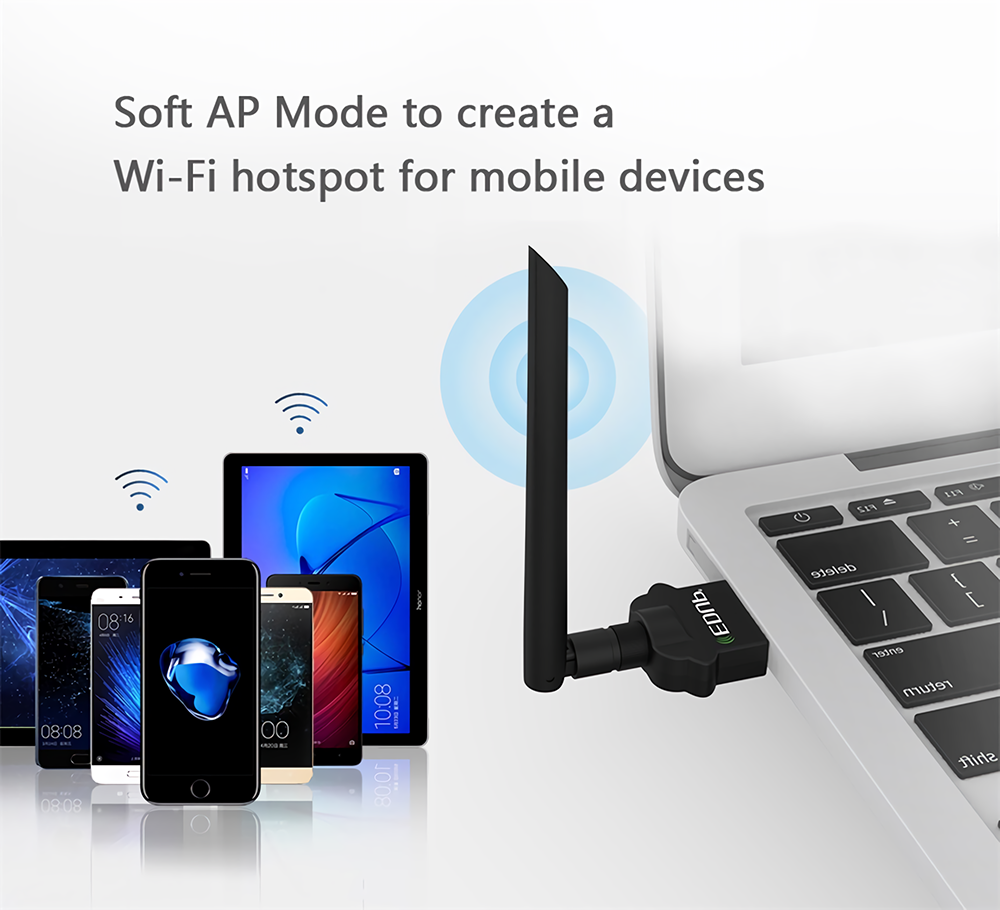 EDUP 1300M Dual Band USB3.0 Wireless WiFi Adpater Network Card 2Dbi Antenna Wireless WiFi Receiver Transmitter Soft AP Mode