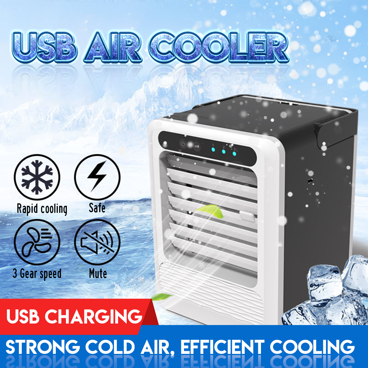 3 Speeds Personal Air Cooler Moisturizing Portable Air Conditioner Fan