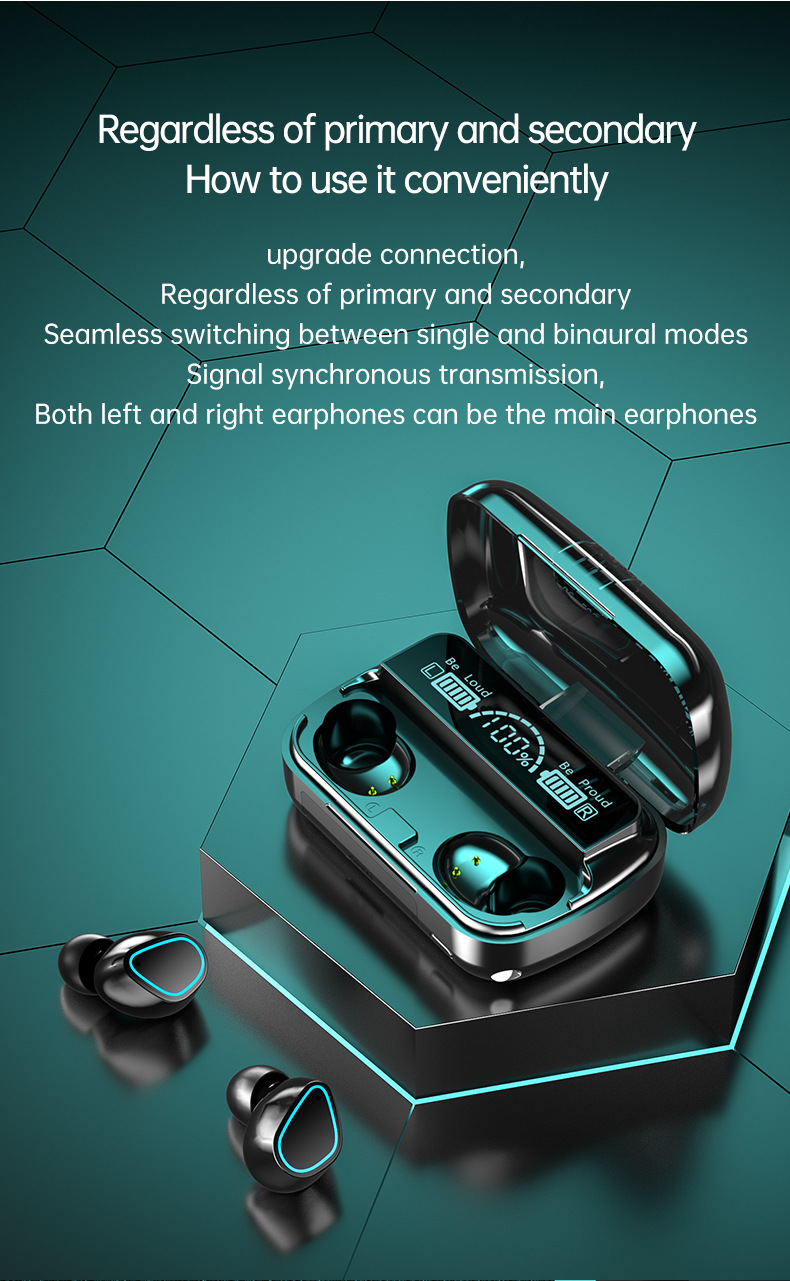 M30 Pro TWS Earphone 8mm Dynamic Drivers 360° Stereo bluetooth V5.2 Low Latency 1200mAh Battery LED Display Bright Flashlight Waterproof Smart Touch Earbuds