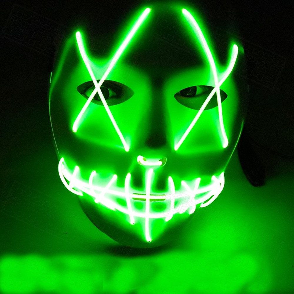 Fantasma do Dia Das Bruxas Fenda Prazer Luminosa Luz EL Linha Máscara Moda Máscara Roupas Máscara Festa