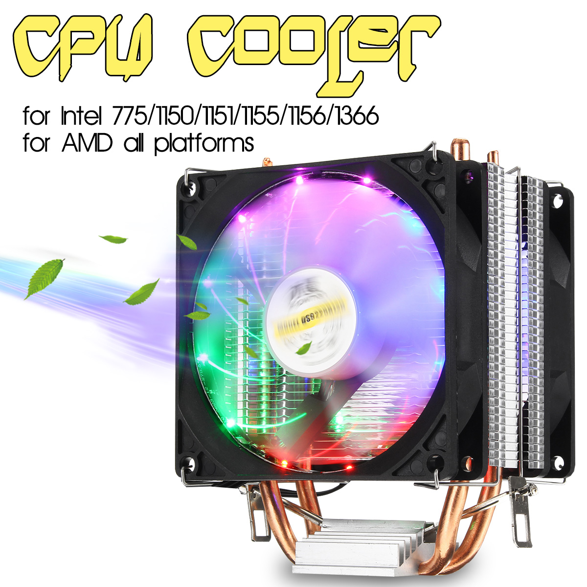 DC 12V 3Pin Colorful Backlight 90mm CPU Cooling Fan PC Heatsink Cooler for Intel/AMD For PC Computer Case 8
