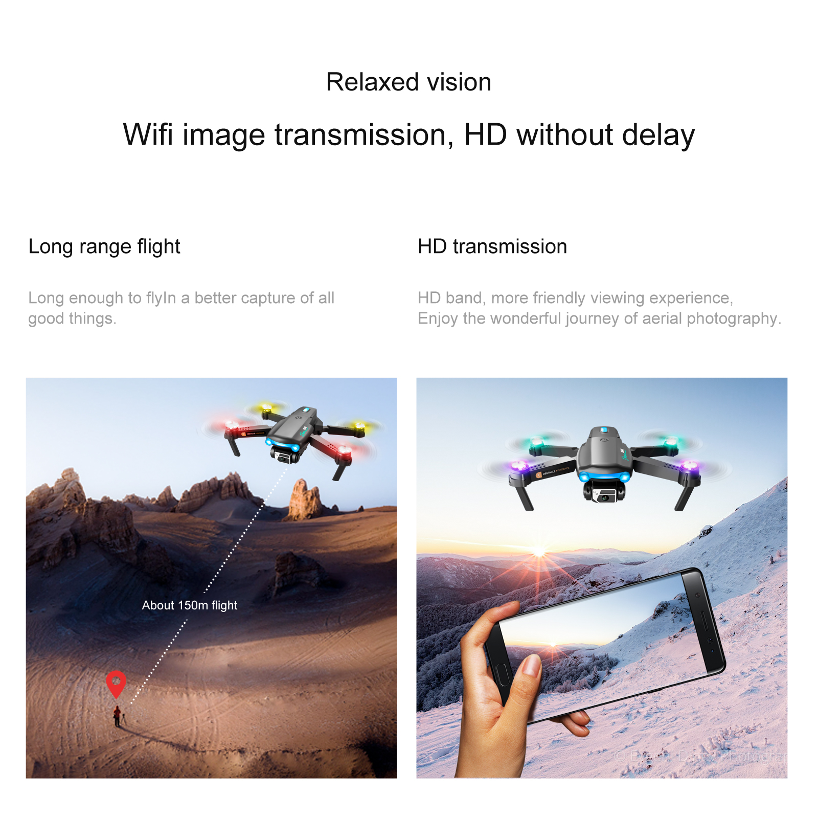 YLRC S98 WIFI FPV with 4K HD Dual Camera 360° Obstacle Avoidance Optical Flow Positioning LED Controllable Light  RC Drone Quadcopter RTF