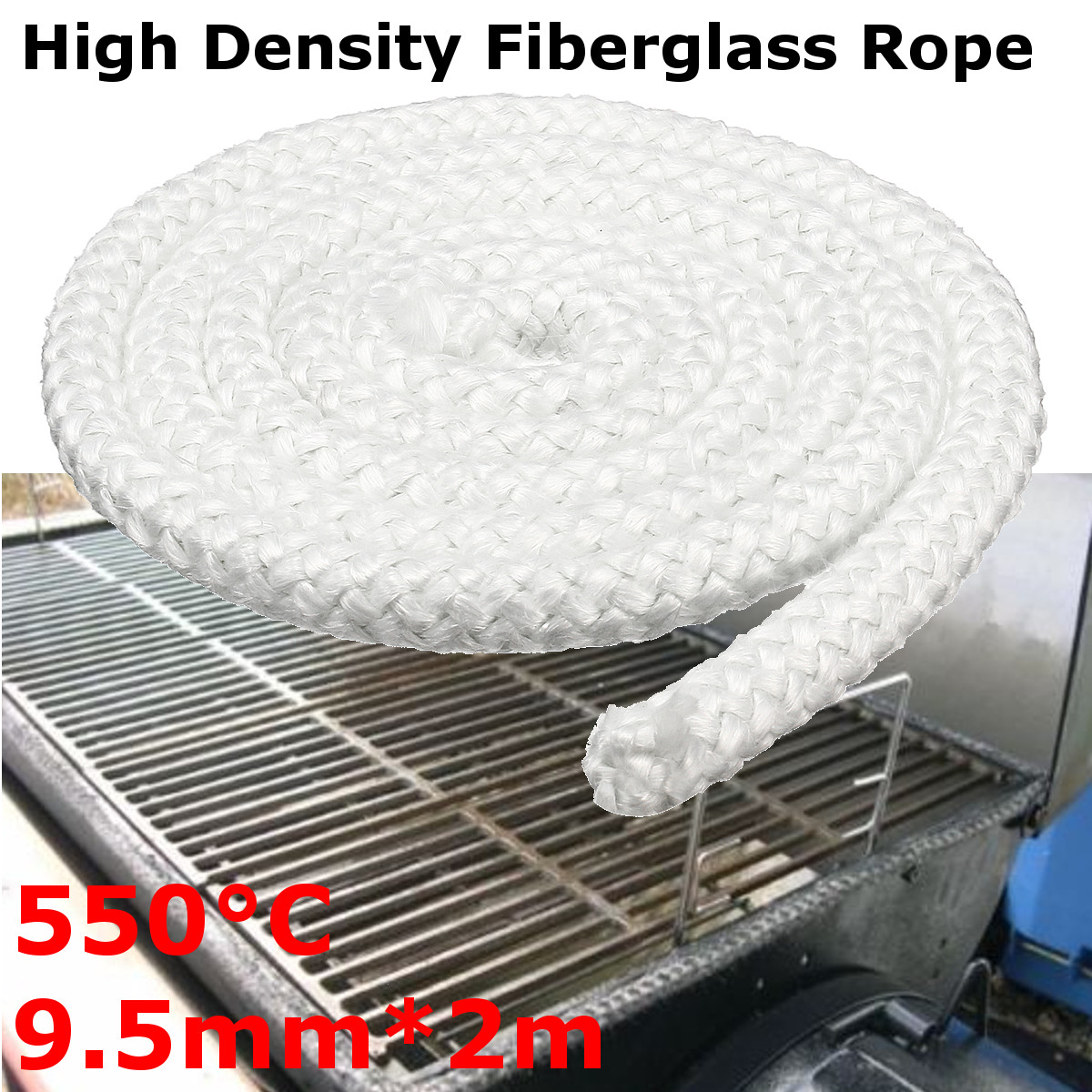 2M 12.7mm Wood Fire Stove And Heater Rope Seal Fibreglass Fiber Cloth Rope 