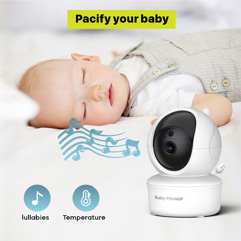 5inch Video Baby Monitor with Camera Remote PTZ Viewing Auto Infrared Night Vision Two-way Intercome Timer Setting Lullabies Temperature Monitoring Security Camcorder