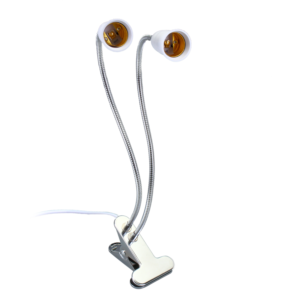 40CM E27 Flexible Dual Head Clip Lampholder Bulb Adapter with On/off Switch for LED Grow Light