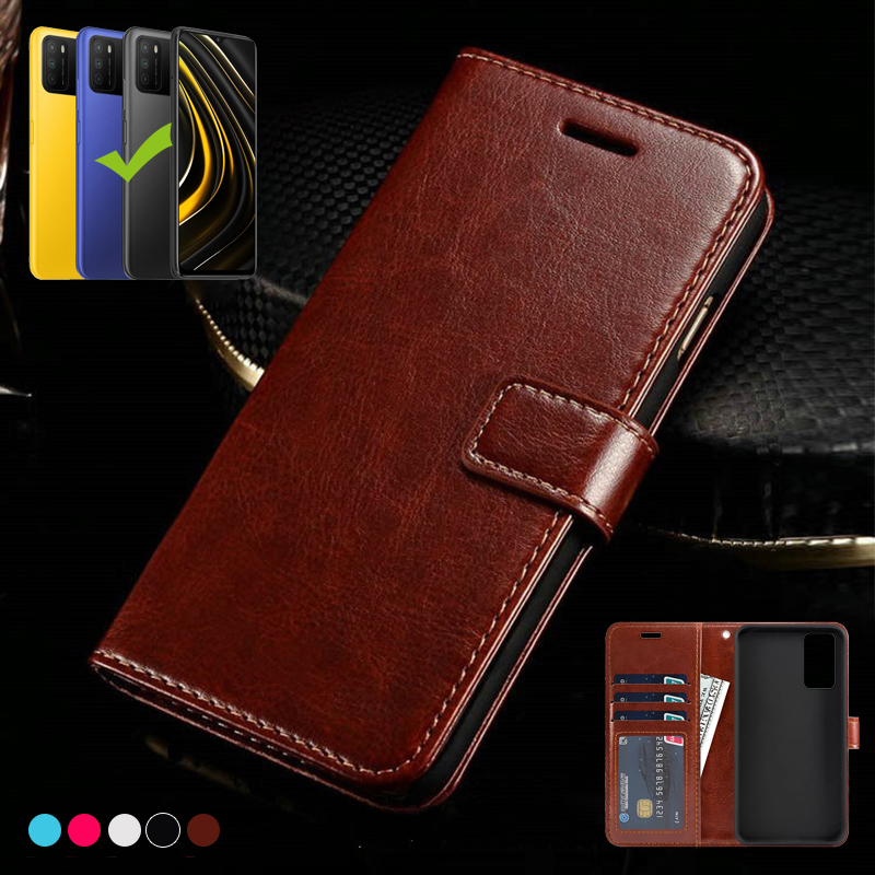 Bakeey for POCO M3 Case Magnetic Flip Multiple Card Slot Foldable Stand PU Leather Shockproof Full Cover Protective Case