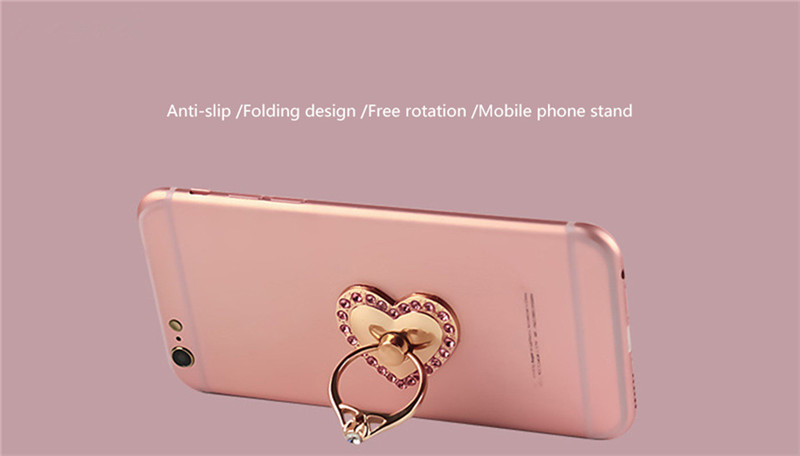 Universal 2 in 1 Crystal Finger Ring Stand Desktop Phone Bracket Phone Holder for Samsung 
