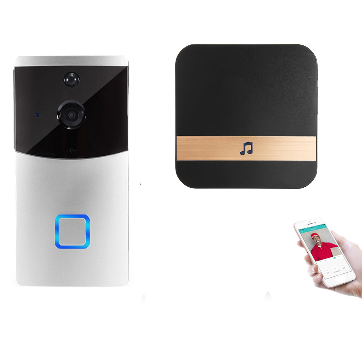 

Smart Video Wireless WiFi DoorBell IR Visual камера Record Домашняя система безопасности + Крытый Приемник