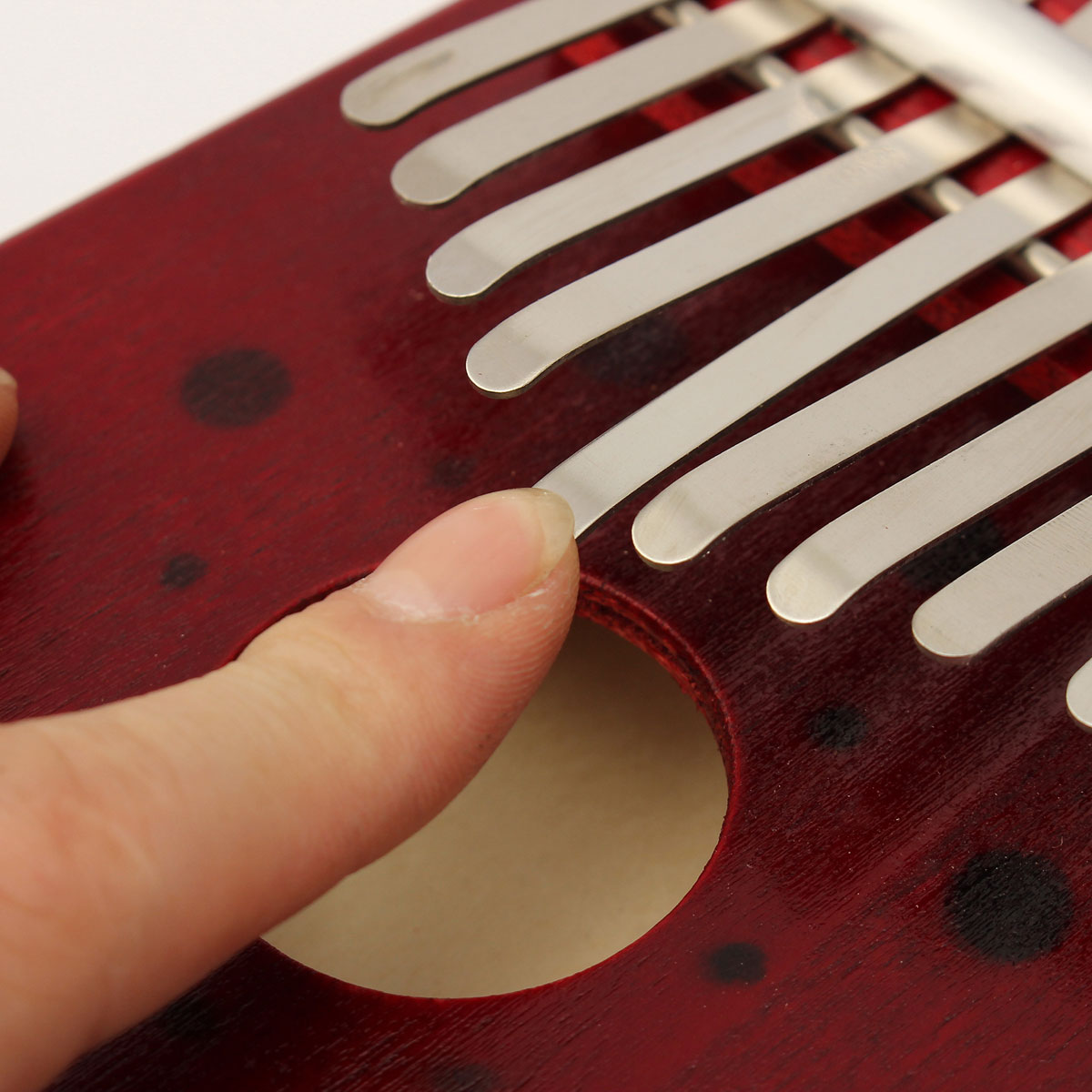 10 Tone Red/Natural Color Portable Wood Kalimba Thumb Piano Finger Percussion
