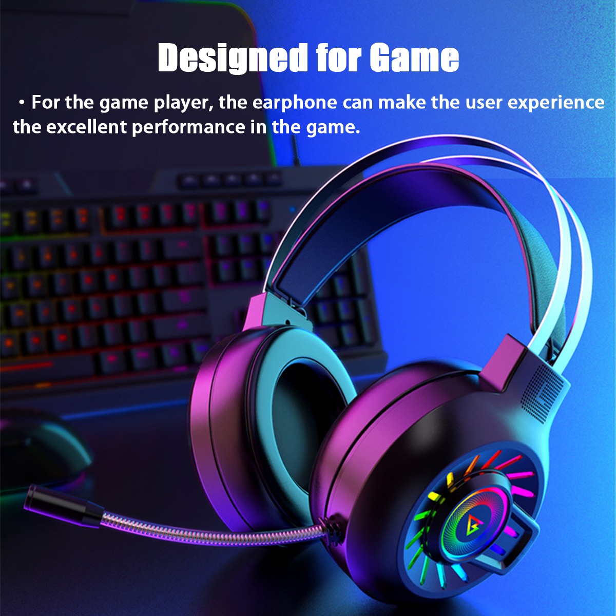 Bakeey M10 Gaming Headset 50mm Drivers Noise Reduction RGB Luminous Head-Mounted 3.5mm Gaming Headphones with Mic