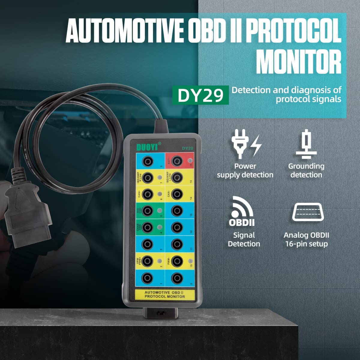DY29 Automotive OBD Interface Diagnostic Protocol Detector Detects Diagnostic Signal Detector