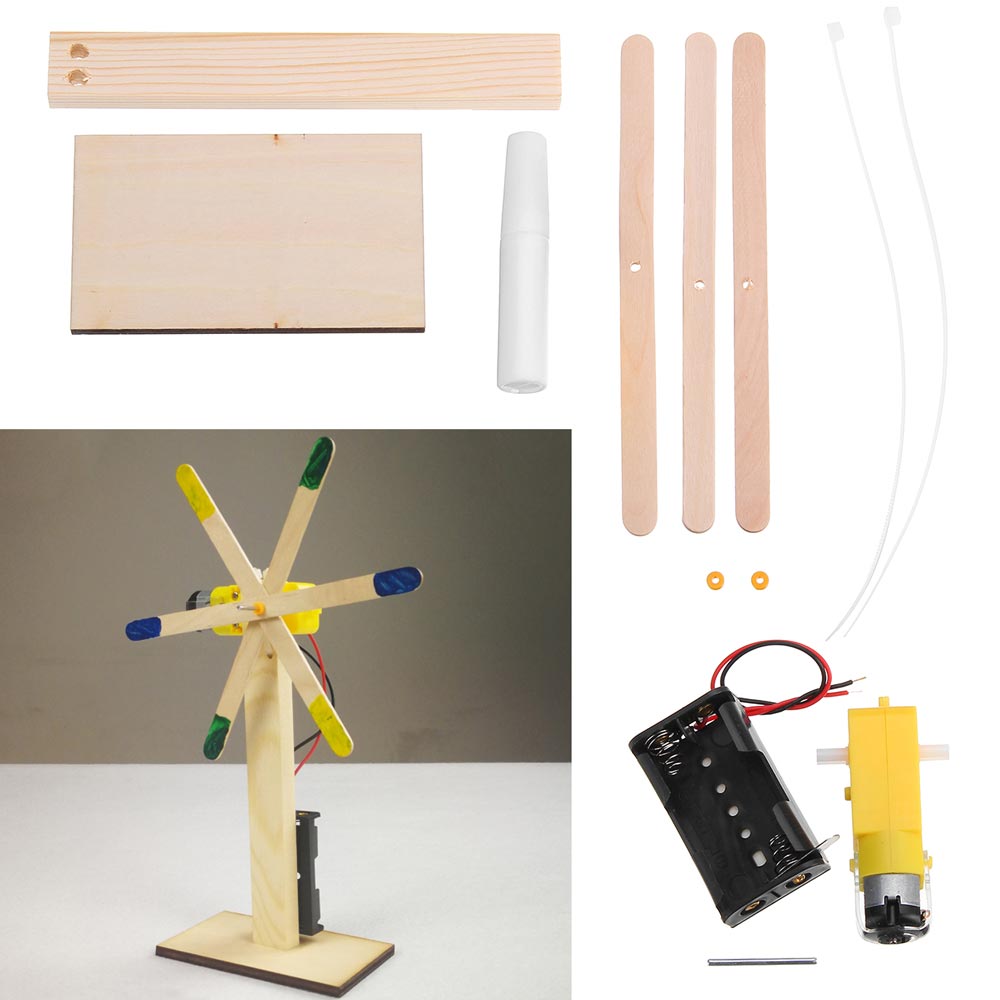DIY Technology Small Production Kit Science Invention Building Blocks Electric Windmill Student Children Hand Model Toys 9