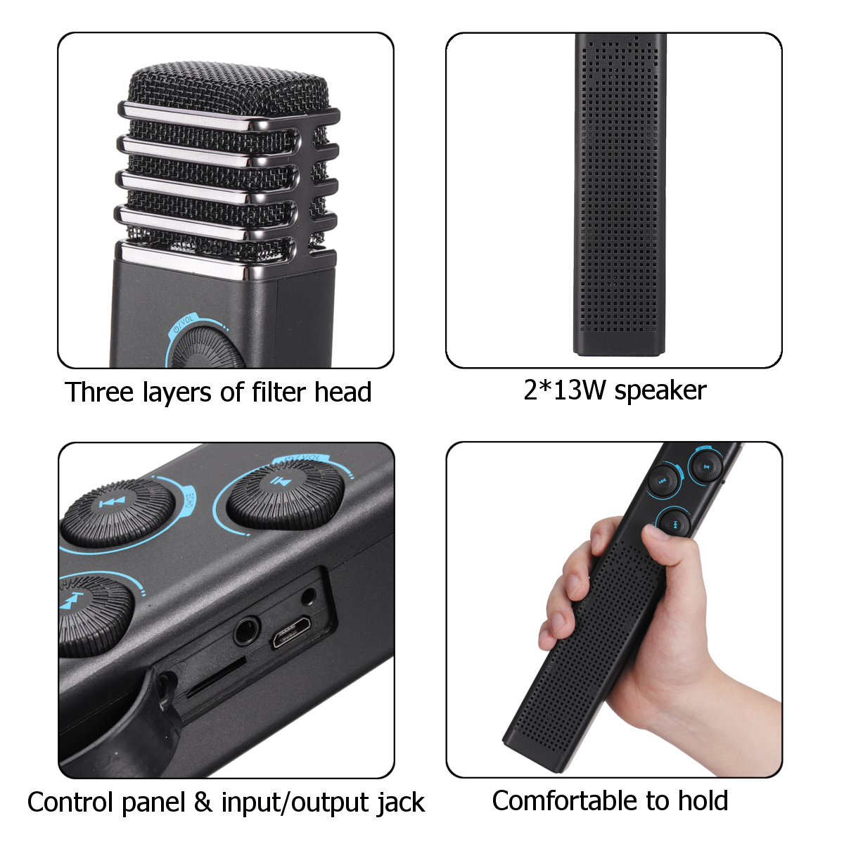 Bakeey M11 3-IN-1 bluetooth Microphone 2*10W HIFI Stereo Wireless Speaker 4000mAh Portable Karaoke Mic Recorder