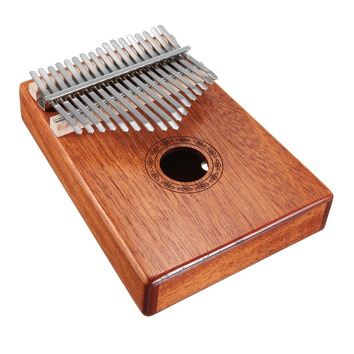 17 Keys Wood Kalimba Mahogany Thumb Piano Finger Percussion With Tuning Hammer 17