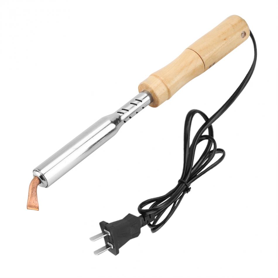 220V Heavy Duty High Power Electric Soldering Iron Chisel Tip Wood Handle FgPCR