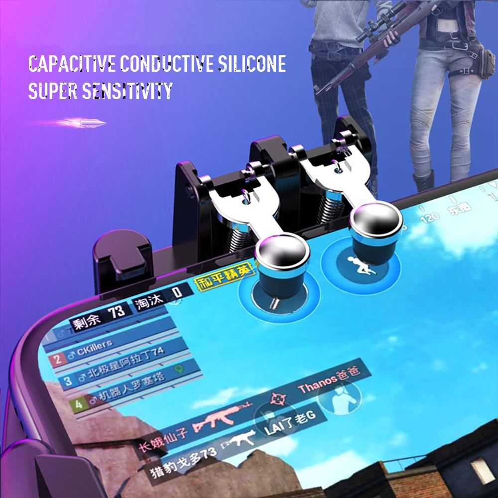 Bakeey Six Finger PUBG Game Controller Gamepad Trigger Shooting Free Fire Cooling Fan Gamepad Joystick For IOS Android Mobile Phone