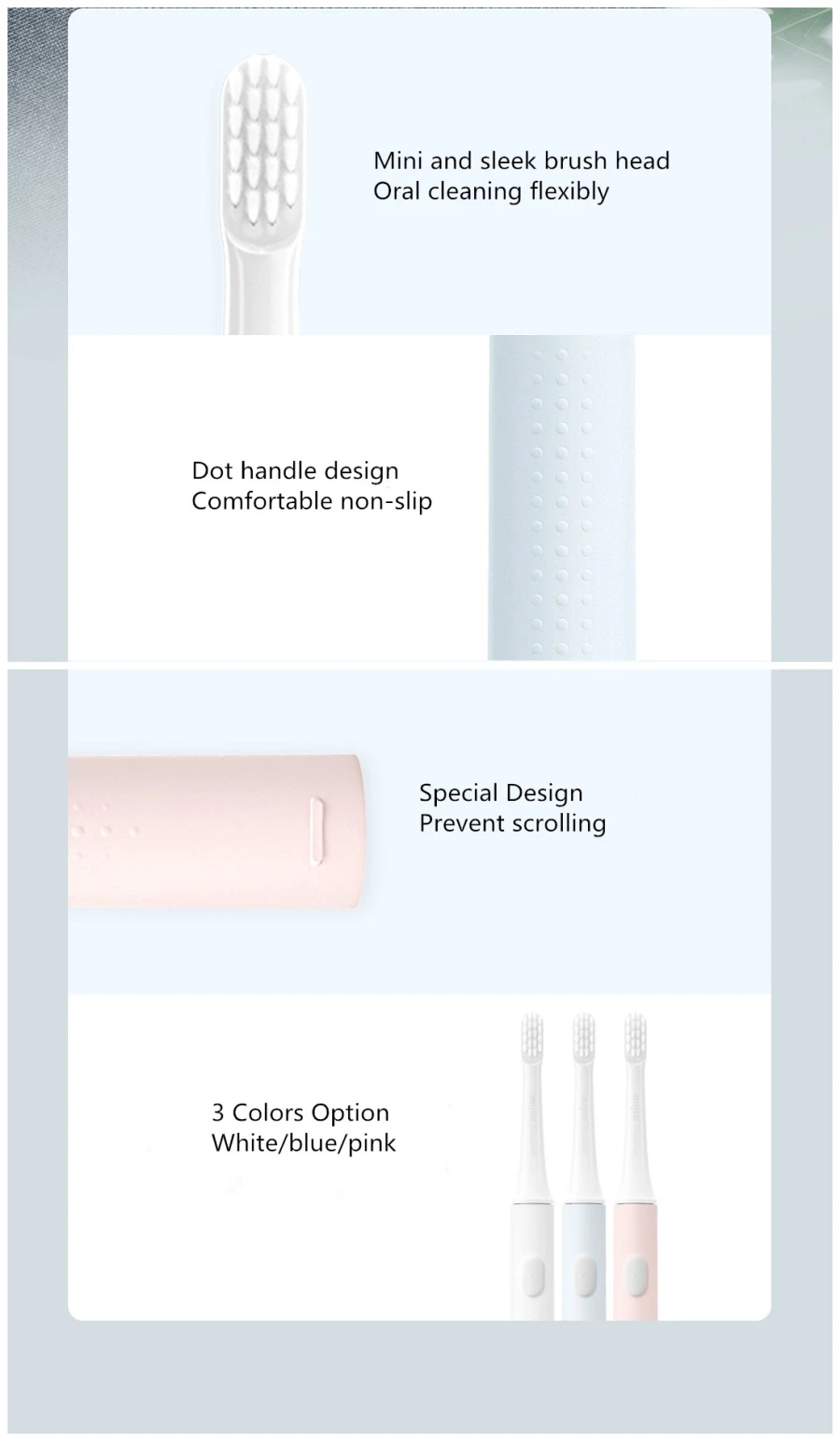 Mijia T100 Mi Smart Electric Toothbrush 46g 2 Speed Xiaomi Sonic Toothbrush Whitening Oral Care - White