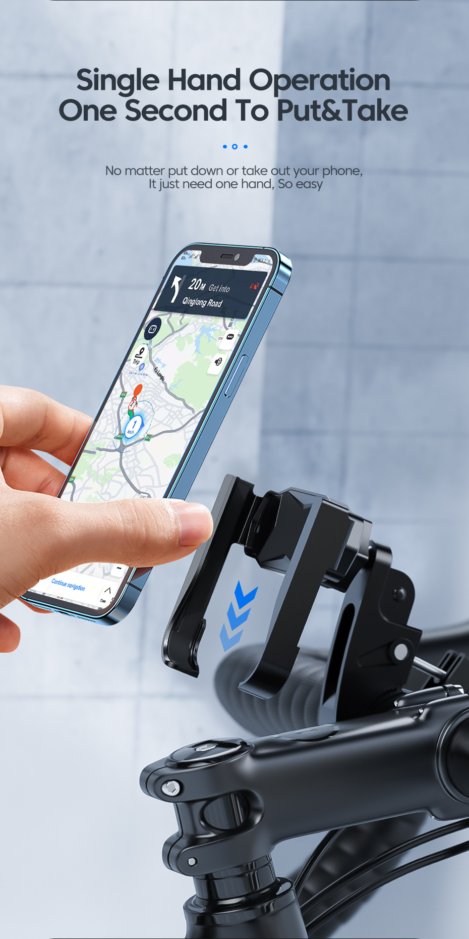 Essager Bicycle Phone Holder Holder Bike Handlebar Clip Stand GPS Motorcycle Mount Bracket for iPhone 14 Pro Max for Xiaomi for Samsung