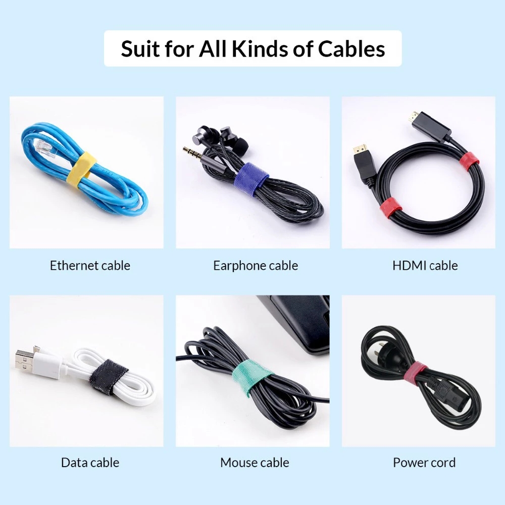 Bakeey 10/ 50Pcs 18cm Pure Strong Adhesive Wire Clip Holder Earphone USB Cable Cord Winder Wrap Cable Organizer Management Sticker
