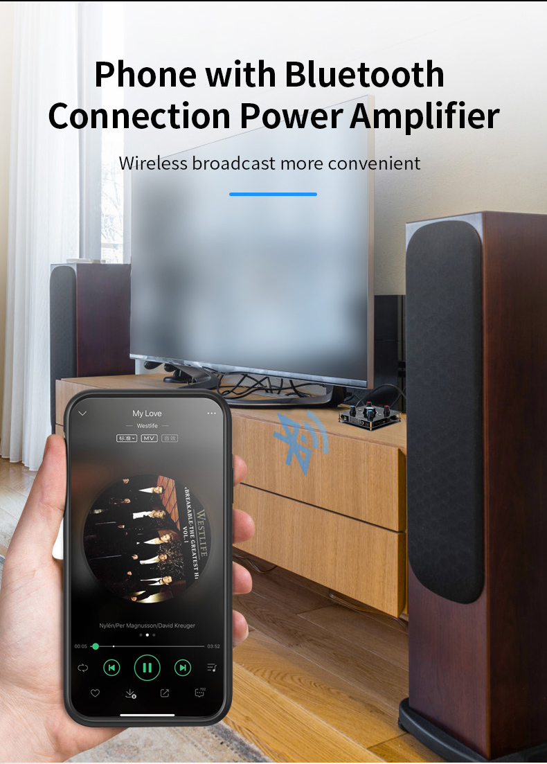 100W Power Amplifier bluetooth Amplifier HIFI Lossless Audio HDMI ARC OPT Wireless Karaoke Amplifier with Microphones for TV Phone Speaker