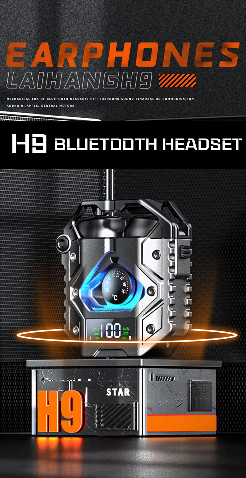 H9 TWS bluetooth 5.3 Earphone HiFi Stereo Bionnic Diaphragm Large Dynamic Compound Unit ENC Noise Cancelling Digital Display Smart Touch Control RGB Light Ultra-low Gaming Latency with Three Sound Mode In-ear Sports Headphone with Mic
