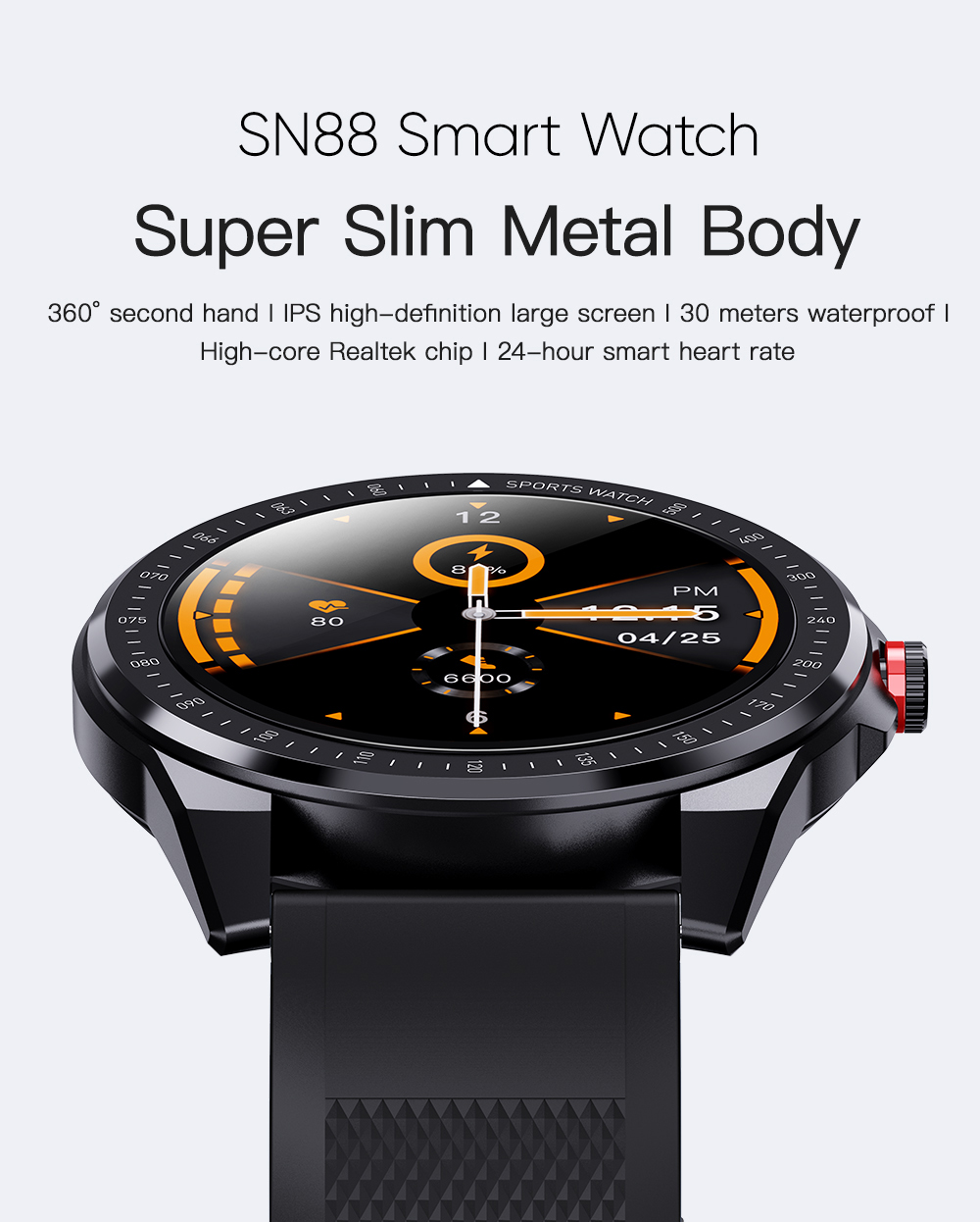 [SPO2 Monitor] GOKOO SN88 Full Touch Screen Wristband Customized Watch Face Heart Rate Monitor Long Standby IP68 Waterproof Smart Watch