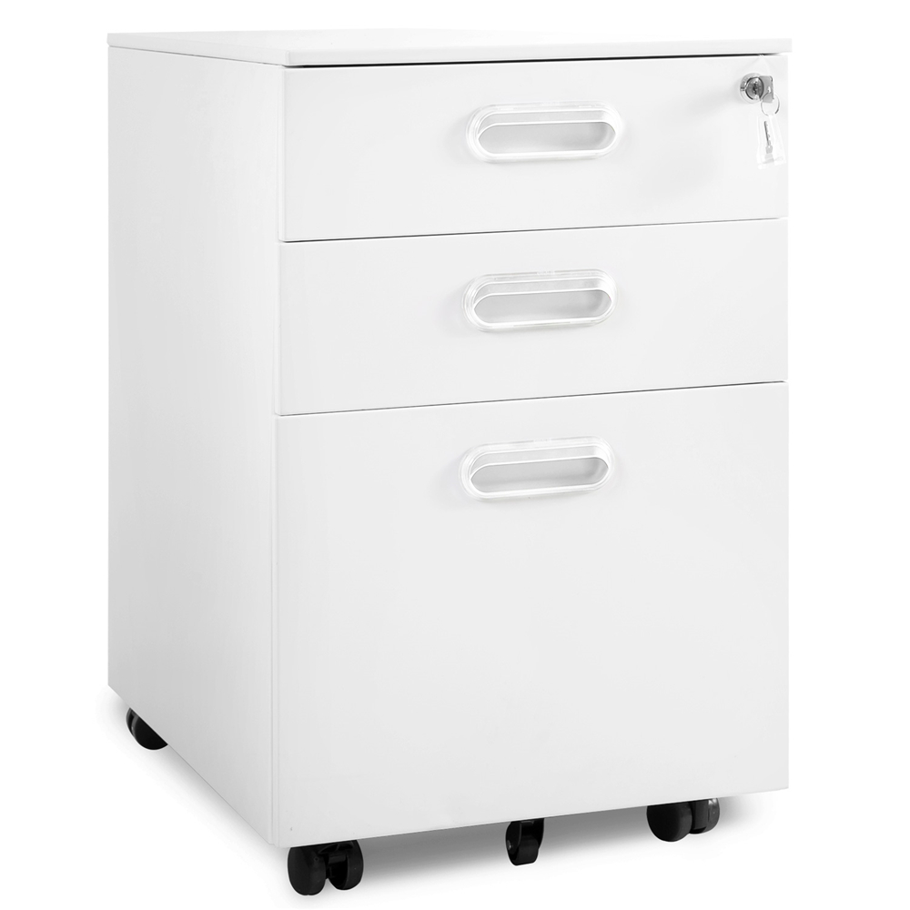 

ModernLuxe 3 Drawers Mobile File Cabinet Document Cabinet Solid Metal Rolling Cabinet with Cabinet Lock and 5 Casters for Legal & Business File