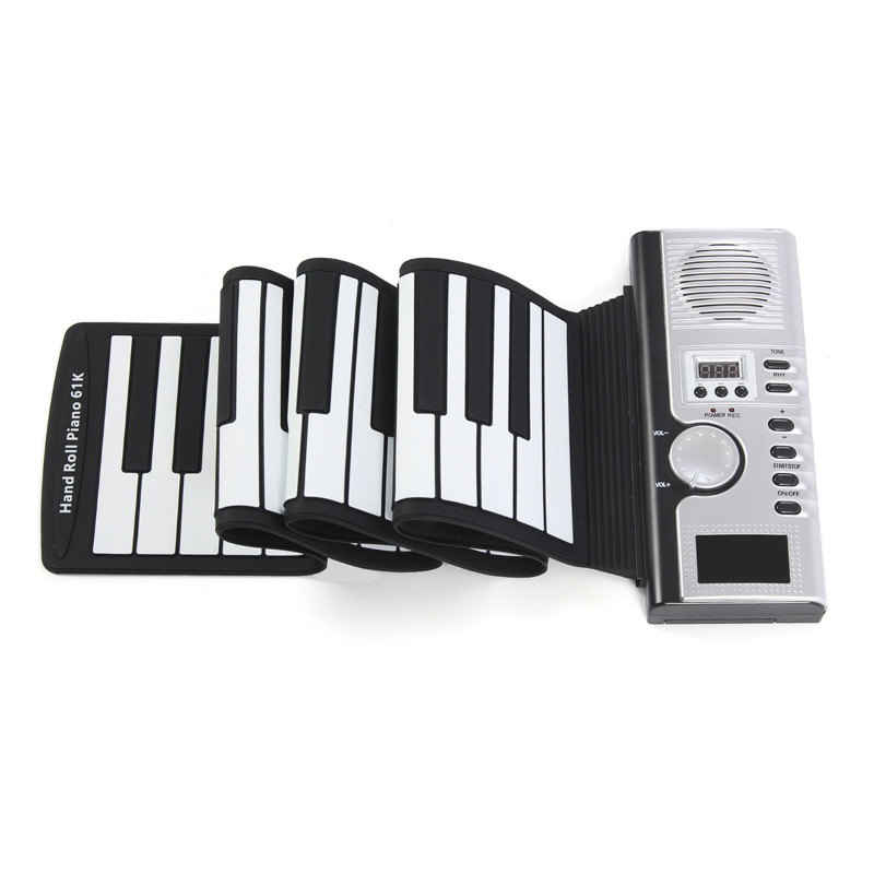 61 Keys Roll Up Digital Electronic LCD Keyboard Piano 128 Rhythms Tone MIDI Gift