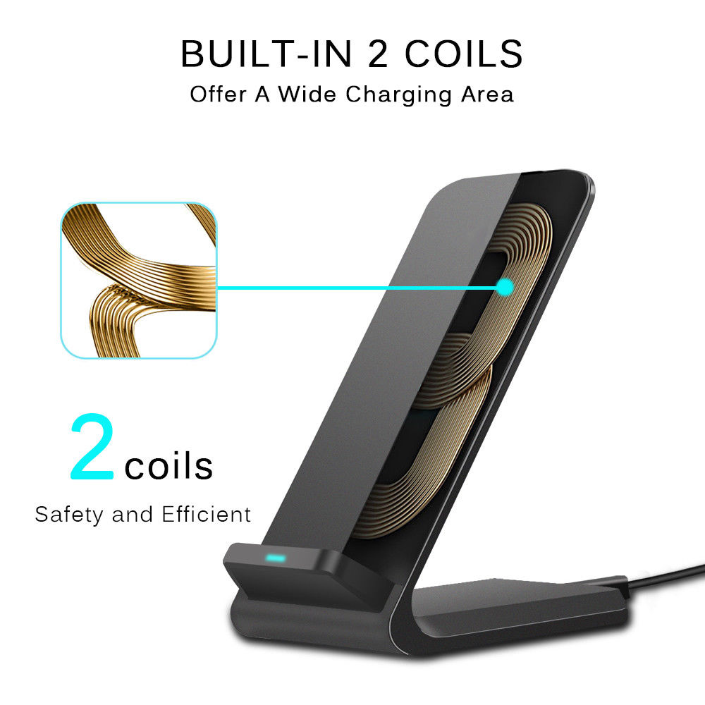 10W Dual Coils Qi Wireless Charger Fast Charging Phone Holder For Qi-enabled Devices for iPhone for Samsung Huawei