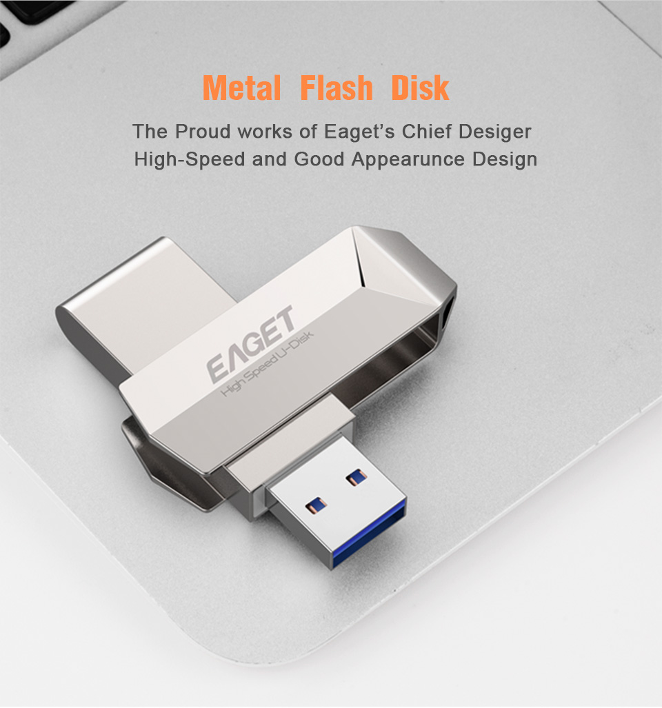 Eaget F70 USB 3.0 128GB Metal USB Flash Drive U Disk Pen Drive 360 Degree Rotation 34