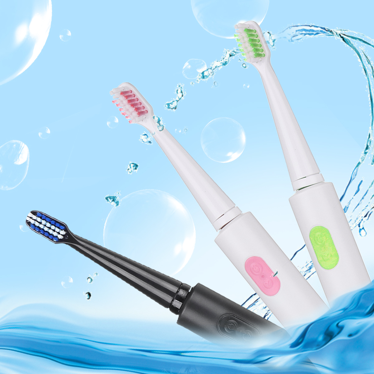 Travel Rechargeable Ultrasonic Electric Toothbrush Waterproof 3 Cleaning Mode Teeth Clean+ 4 Heads