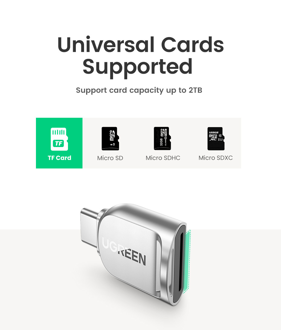 UGREEN Card Reader USB-C to Micro SD TF Card OTG Adapter for Laptop PC Tablet Phone Windows USB3.0 Memory Cardreader