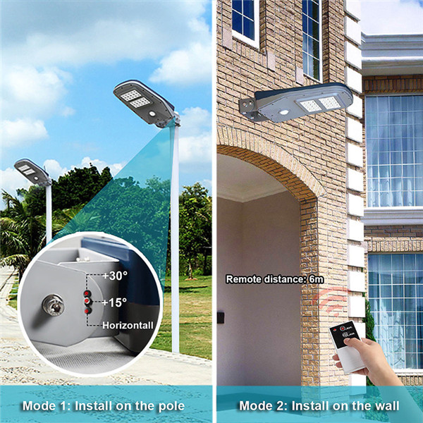 Solar Powered  PIR Motion Sensor 30LED Street Light Waterproof Outdoor Wall Lamp with Remote