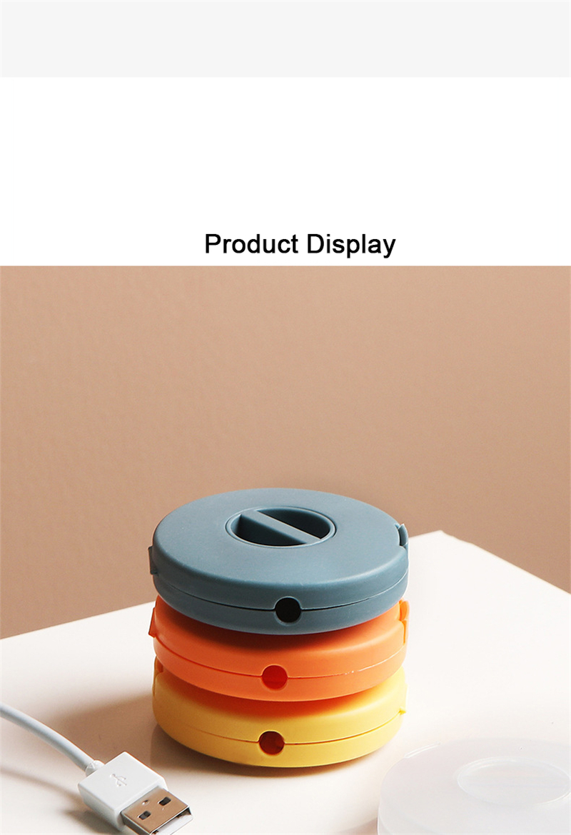 Portable Cable Manager Round Rotatable Cable Manage Box Charge Data Cable Storage Box For Laptop Smartphone