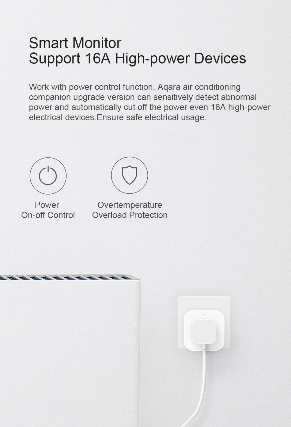 Original Xiaomi Aqara 16A Air Conditioner Companion Smart Socket with Gateway Linkage Function High-power Switch Outlet 64
