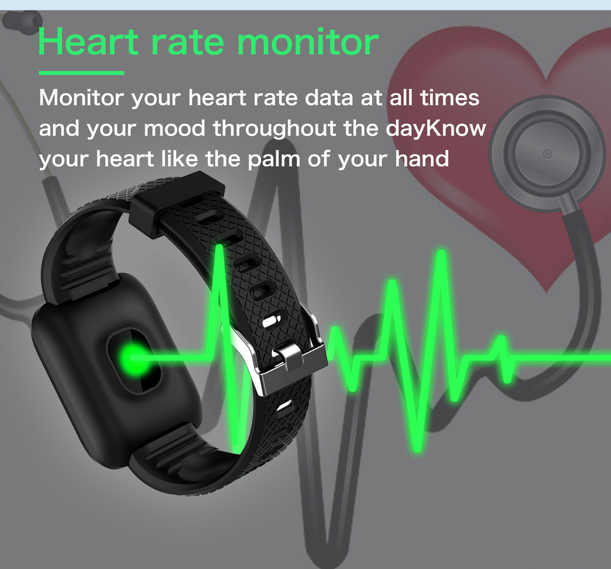 Bakeey 116 Plus 1.3' Custom Dial Dynamic Blood Pressure Oxygen Message Push Multi-language Smart Watch 51
