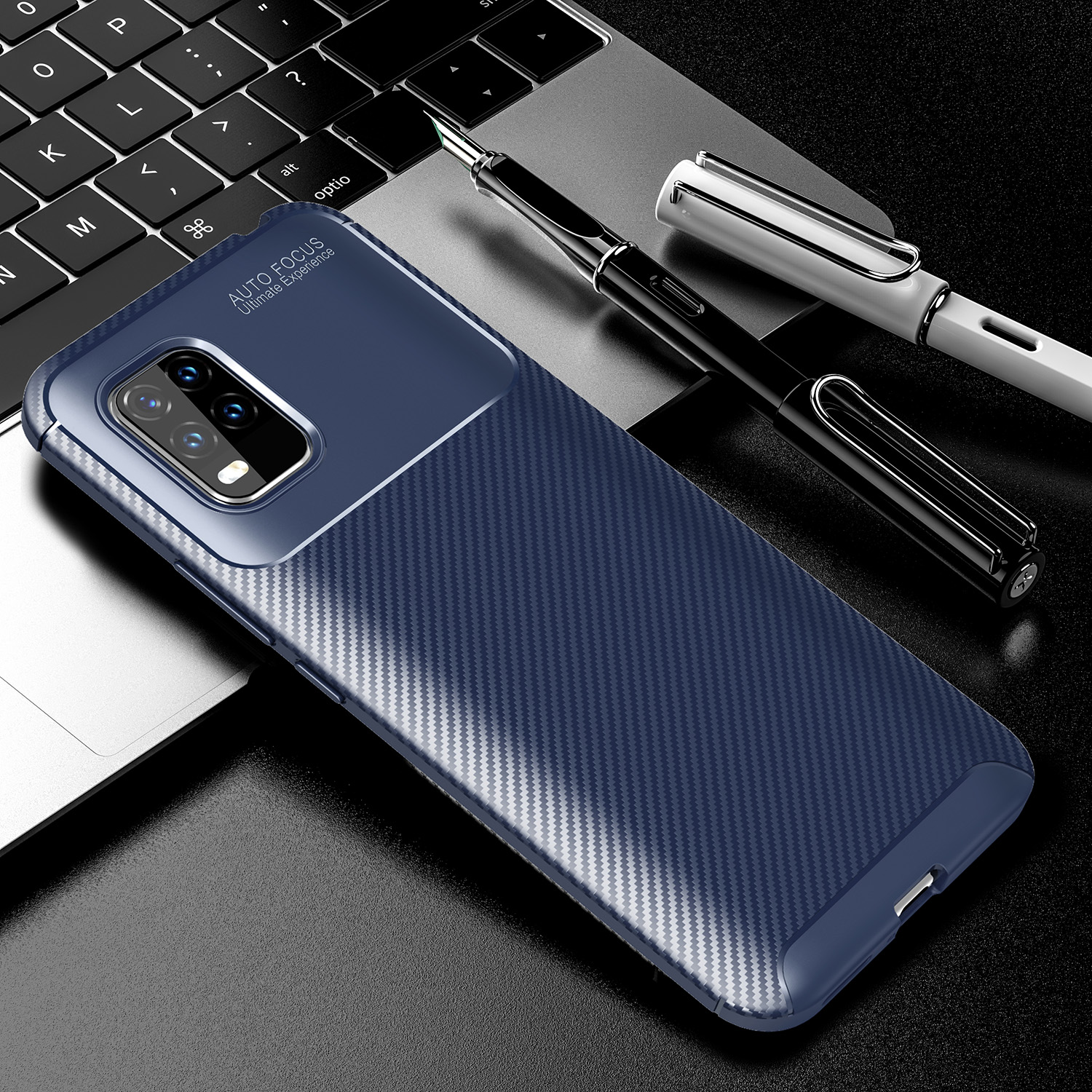 Bakeey for Xiaomi Mi 10 Lite Case Luxury Carbon Fiber Pattern Shockproof Silicone Protective Case Back Cover Non-original