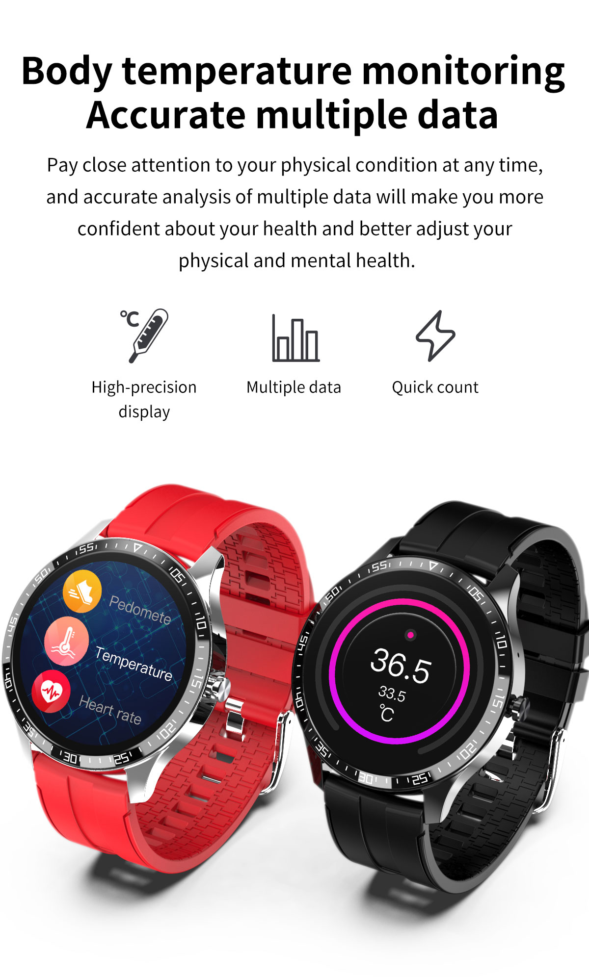 [bluetooth Call]SENBONO S82 Body Temperature Measurement Heart Rate Blood Pressure Monitor Weather Display Smart Watch