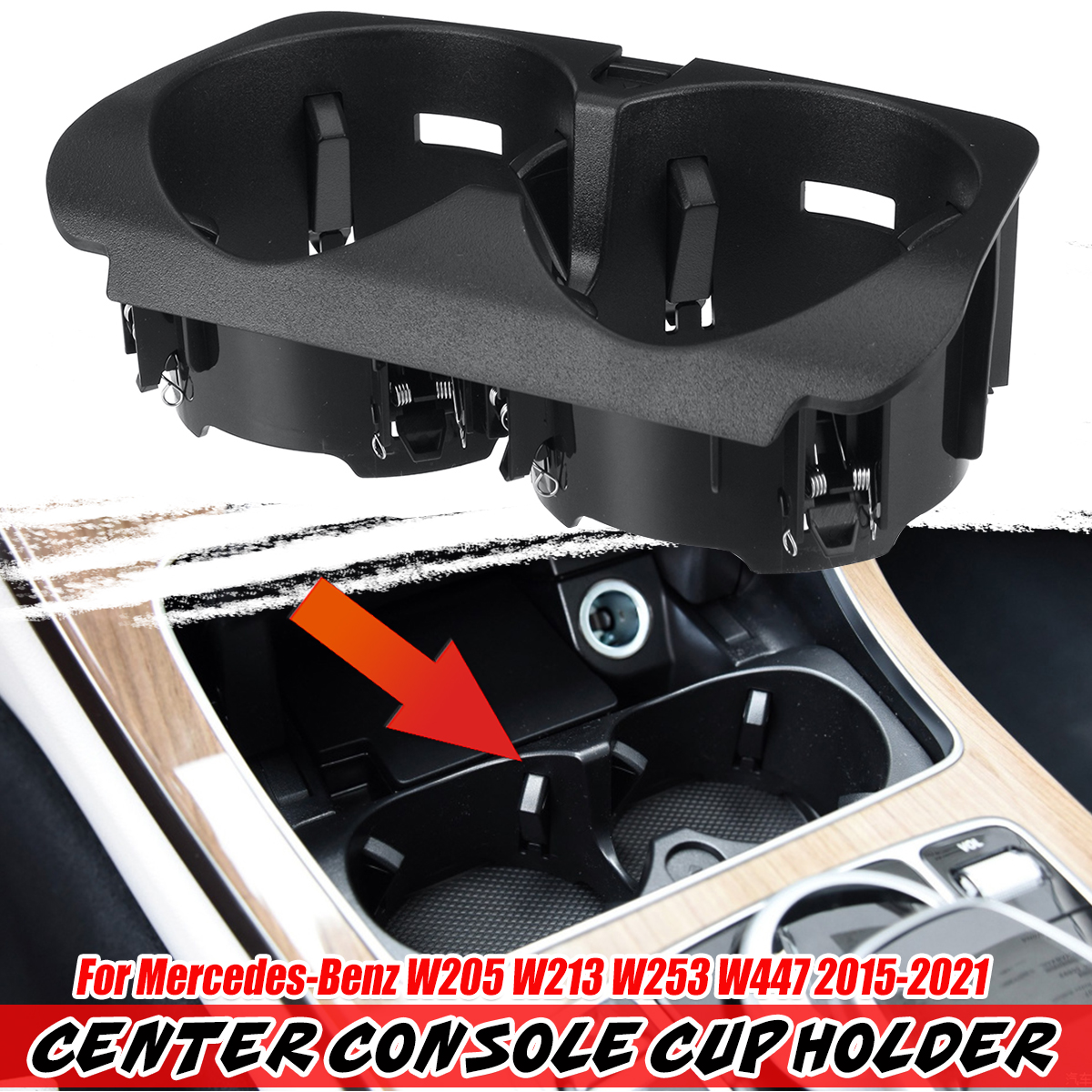 For Mercedes W205 W213 W253 W447 W467 Center Console Water Cup Holder
