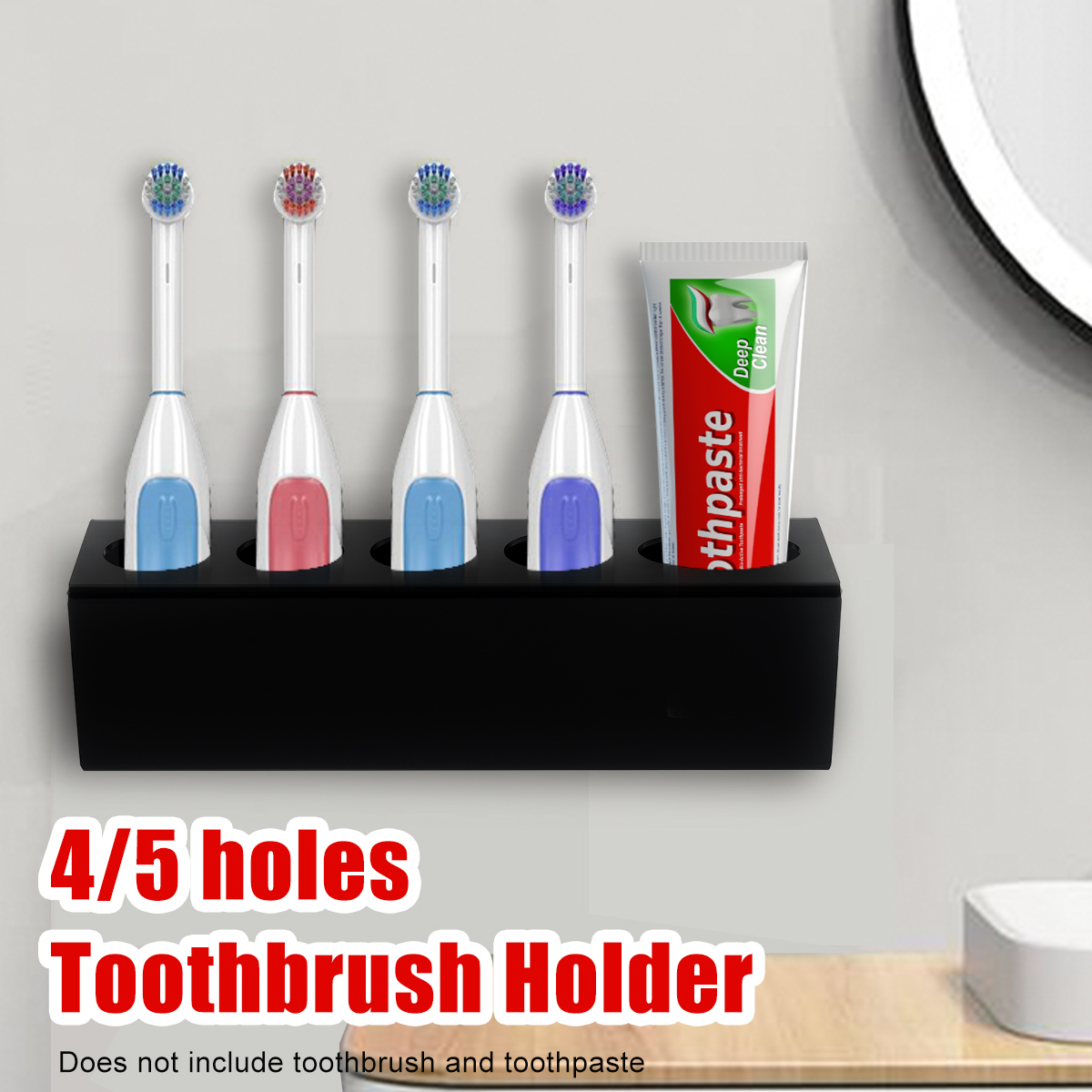 4/5 Holes 2 in 1 Toothbrush+ Toothpaste Holder Wall Mount Stand Rack