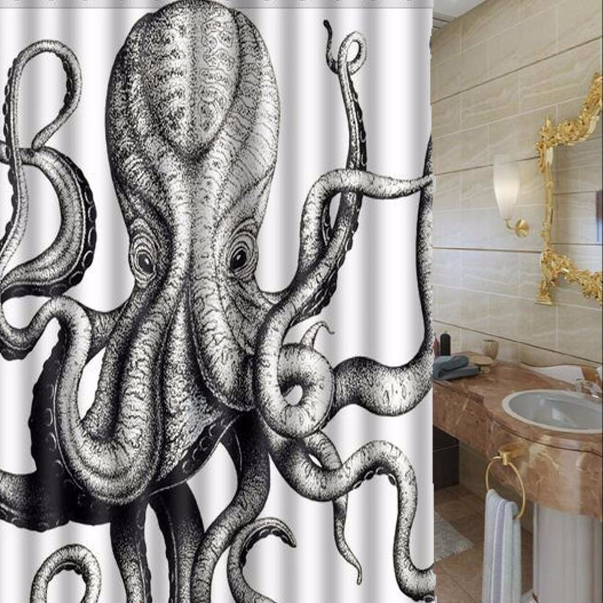 Octopus Bathroom Waterproof Shower, Octopus Bathroom Accessories