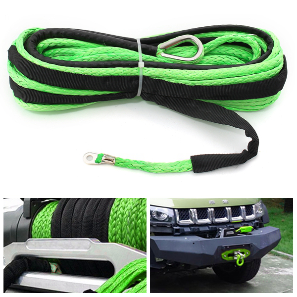 

15m 7000LB Nylon Rope Winch Tow Cable Line with Sheath for ATV SUV Off Road